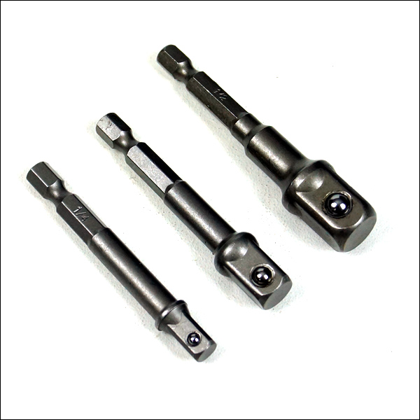 BGS Adaptersatz Bohrmaschinen Akkuschrauber Nuss-Steckschlüssel-Adapter 3-tlg.