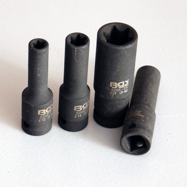 BGS Steckschlüssel-Satz E-Profil 8-tlg, SW E10 Bis E24, Für 1/2" Antrieb