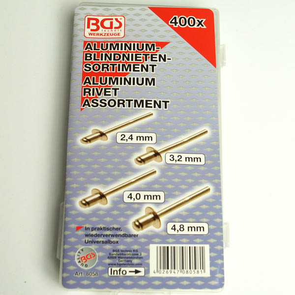 100 Stück Blindnieten 4,0x6 Alu/Stahl Flachrundkopf 4x6 Standard Nieten
